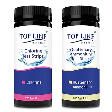 Chlorine & Quaternary Sanitizer Test Strips (200 Strips Each) for Food Service, Restaurants, Daycare Centers