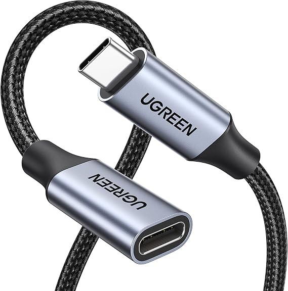 UGREEN 100W USB C Extension Cable 10Gbps 4K 60Hz, Male to Female Silver 1M