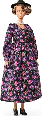 Barbie Inspiring Women Eleanor Roosevelt Doll 12-inch Wearing Floral Dress, with Doll Stand & Certificate of Authenticity, Gift for Kids & Collectors