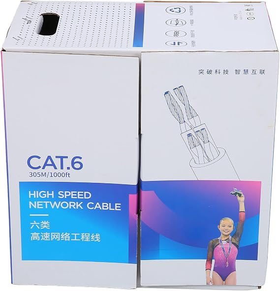 1000 Feet Cat6e Ethernet Cable,Cat 6e CMR Flame Retardant Internet Network LAN Cable,PVC Oxygen Copper Higher Conductivity for Monitoring