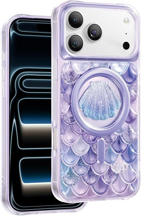CONSTRAIN - iPhone 17 Pro ile uyumlu Kılıf 3D Tasarım Göz Alıcı Parlaklık Iceland Simli Magsafe ile uyumlu Kapak - mor