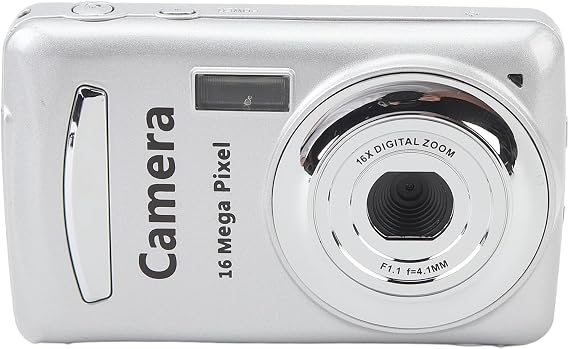16 Megapixel Camera, 1080P HD Video Recorder, 16X Digital Zoom, Multi-Axis Stabilized, 2.4" Display Screen, Portable Camera for Photo Video Silver Gray