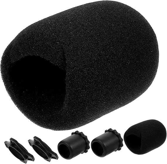 Microphone Sponge Covers 2 Sets Black Noise Reduction Mic Cover for Live Streaming and Conference Rooms