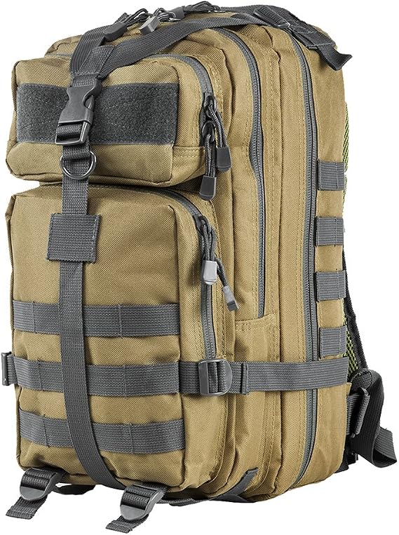 VISM by NcStar Small Backpack with Urban Trim, Tan/Gray