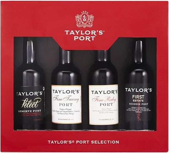 Taylor’s Port Selection Gift Set – 4 x 5cl Miniatures: Fine Ruby, Fine Tawny & First Estate – Ideal Christmas or Birthday Present by Blue Tree Gifts