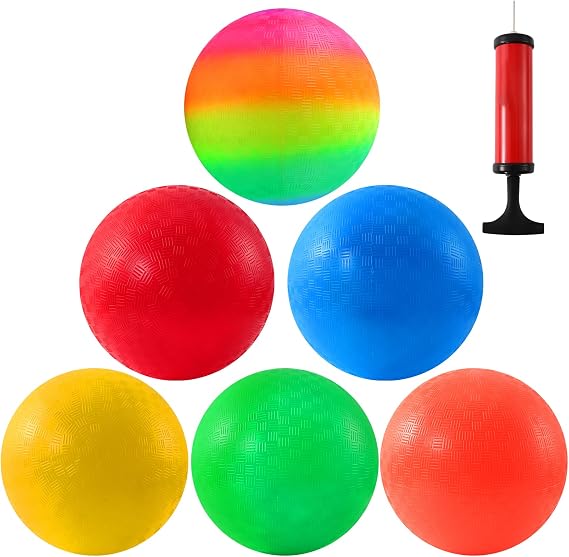 6 PCS Playground Balls, 8.5 Inch Inflatable Dodge Ball