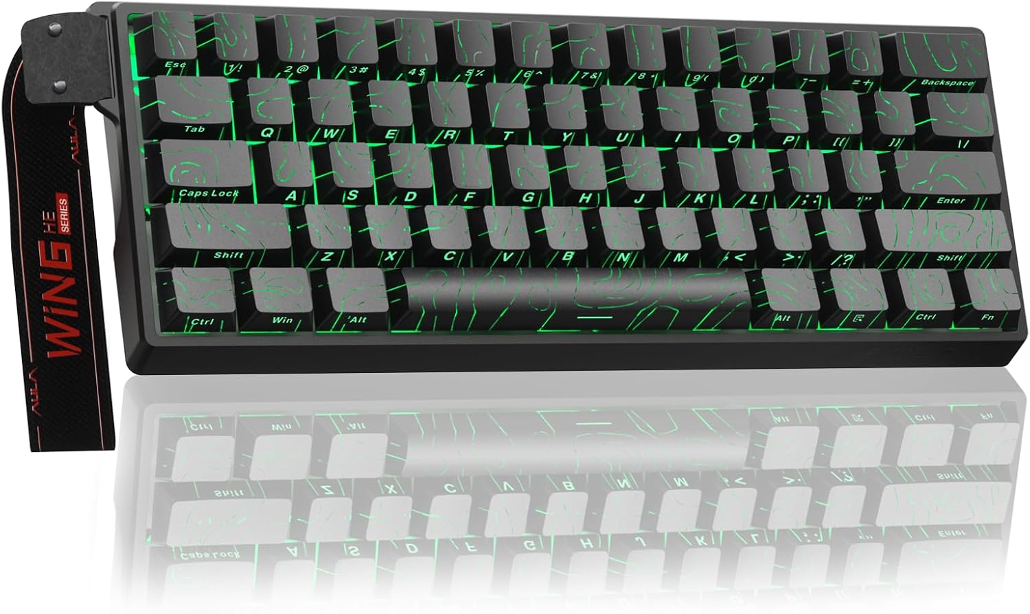 AULA WIN60 HE Mechanical Gaming Keyboard Wired,Hall Effect Magnetic Switches,Adjustable Actuation Rapid Trigger,8K Polling Rate,RGB Backlight,Side Printed,60% Percent Keyboard for Mac/Win (Black)