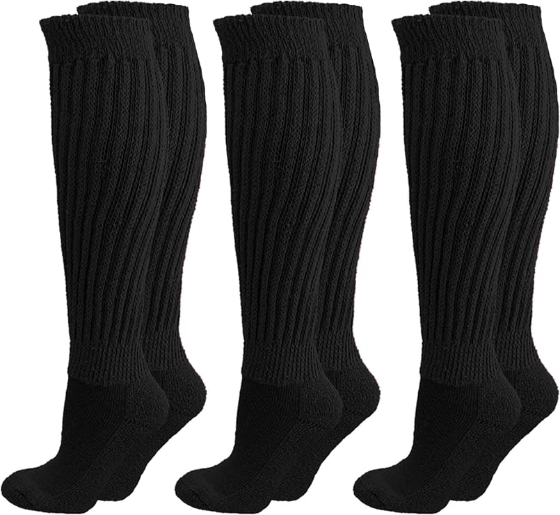 Luxury Divas All Cotton 3 Pack Extra Heavy Slouch Socks Made In USA