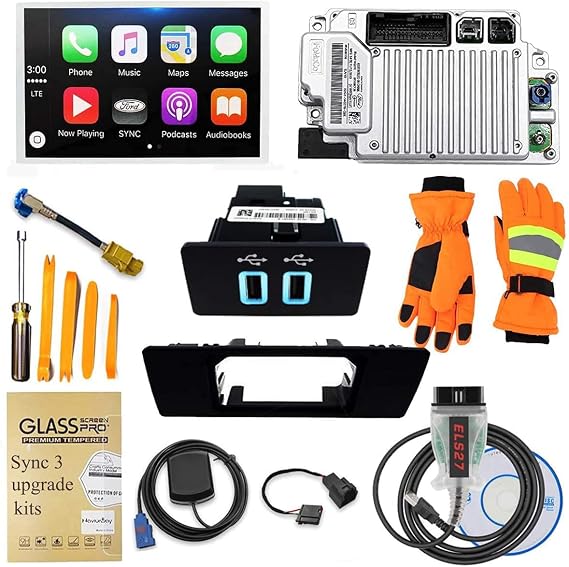 2021 SYNC 3 Upgrade Kit, Fits for 2013 Ford Edge, SYNC 2 to SYNC3.4 MyFord Touch (MFT) Support Carplay,Including 8 Inch Screen, APIM Module, na3.4119, For Ford