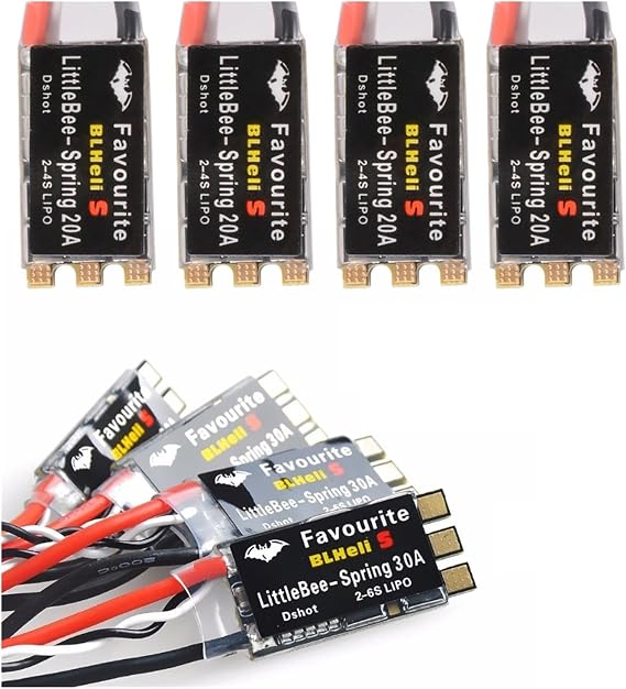 Compatible With LITTLEBEE BLHeli-s FVT Little Bee SPRING 20A / 30A Brushless ESC 2-6S Supports Mulitshot DSHOT Oneshot42 OneShot125 Multicopter (Color : 4PCS 30A)