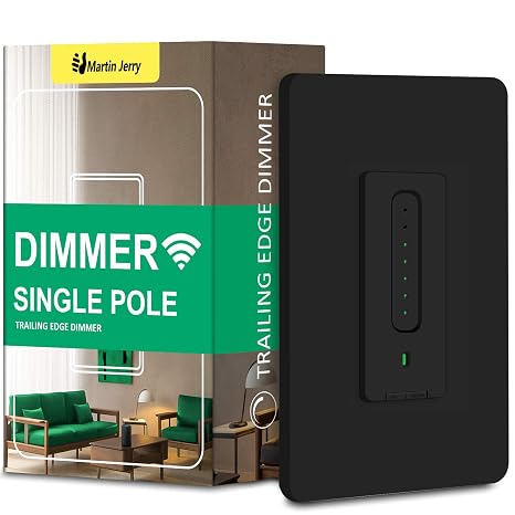 Smart Dimmer Switch Black by Martin Jerry | Touch Black Trailing Edge dimmer Light Switch, Better Compatible with LED Bulbs, Needs Neutral Wire and 2.4G Wi-Fi, no hub