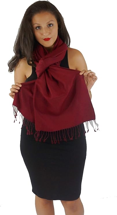 Solid Pashmina Shawl, Scarf, Wrap & Stole (Large size) Bordeaux
