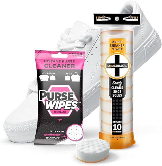 SneakERASERS Instant Midsole and Sneaker Clean - Premium Shoe Cleaning Kit with Dual-Sided Sponges - Effective Shoe Cleaner for White Sneakers, Tennis Shoes - Easy, Gentle Rub Design, 10 Pack