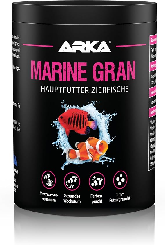 ARKA Marine Gran Saltwater Fish Granules 1000 ml / 550 g - Cold Pressed Soft Granules as Main Food - for Colourfulness Growth & Vitality