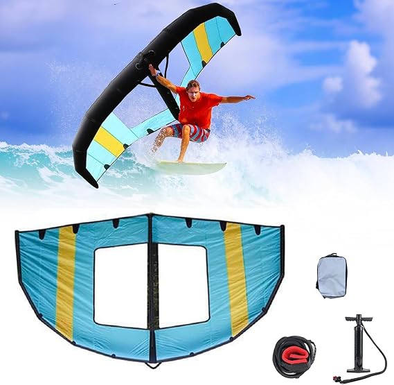 Windsurfing Inflatable Wing 4m2 5m2 6m2 with Window, Portable Handheld Wing Foil and Kite Surf, Inflatable Surfing Kites for Foil Surfboard, Water Sports Equipment for Outdoor Ski Surfing