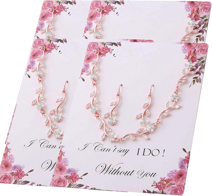 Bridesmaid Gift Jewelry Sets of 1 4 6 7 8 for Wedding,Pave Crystal Simulated Diamond Leaf Flower Jewelry Set for Bridesmaid
