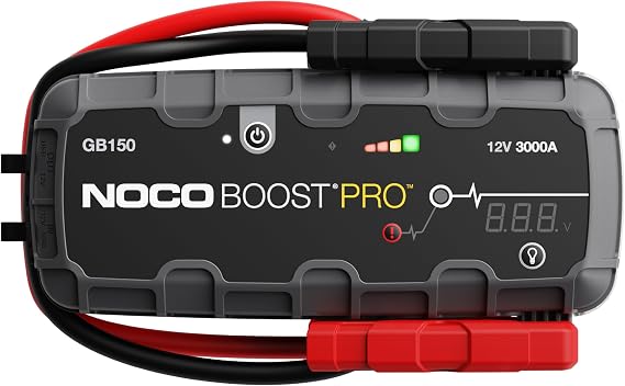NOCO Boost GB150: 3000A UltraSafe Jump Starter 12V Lithium Battery Booster Pack, Portable Jump Box, Power Bank & Jumper Cables - for 9.0L Gas and 7.0L Diesel Engines