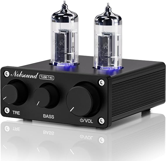 Nobsound Mini HiFi Tube Preamp: Class A Stereo Audio Preamplifier with Bass & Treble Control for Home Stereo Amplifier, Active Speaker, Desktop Audio Systems (TUBE-T4C)
