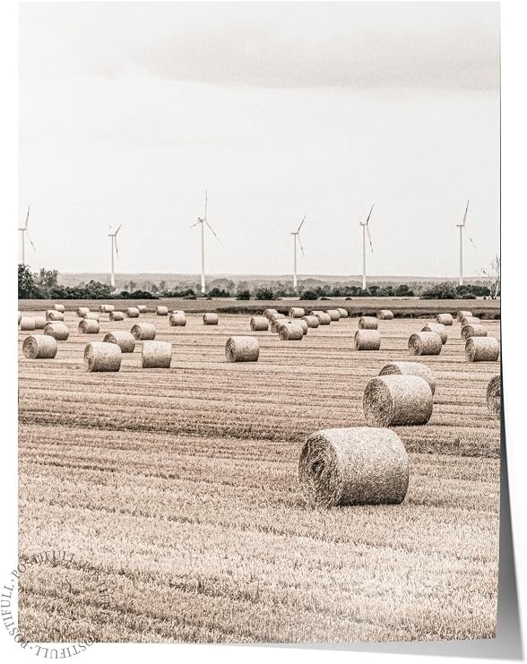 Postifull Rustic Çerçevesiz Poster, İskandinav Beyaz Tablo, No:315 Tarlalar Ve Rüzgar Türbinleri Fotoğraf, Dik;21 X 30 Renkli - 19