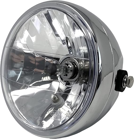 Alchemy Parts Motorcycle Headlight Headlamp 6.5 inch 165mm Diameter | Universal Fit for Retro Cafe Racer, Custom Street Bike, Project Roadster | Homologated E-marked (Chrome)