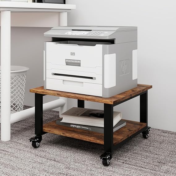 Natwind 2 Tier Laser Printer Stand,20''x20'' Under Desk Printer Cart, Retro