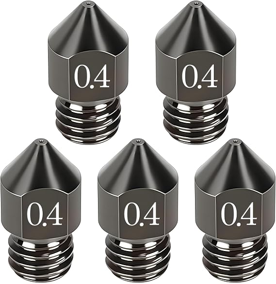 Mk8 Nozzle 0.4mm Hardened Steel 3D Printer Nozzle, 5PCS