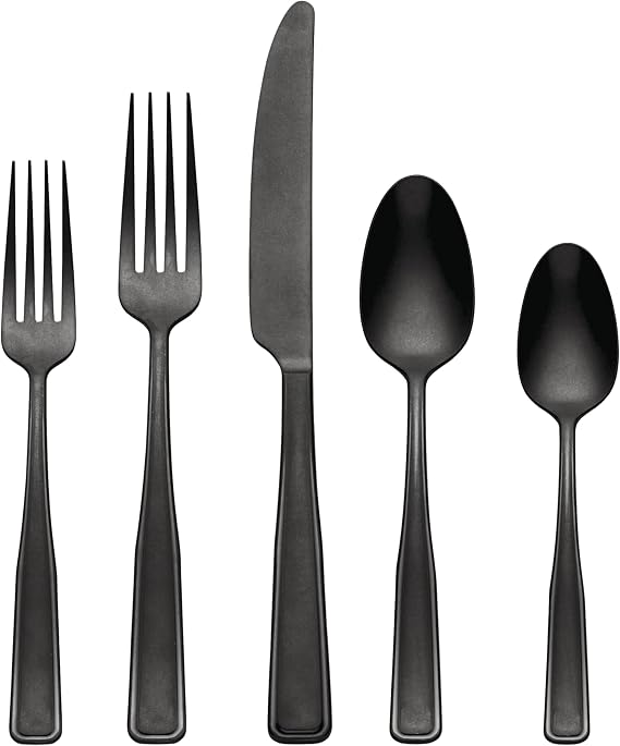 Oneida Reid Black Vintage 20-Piece Silverware Set for 4, Flatware