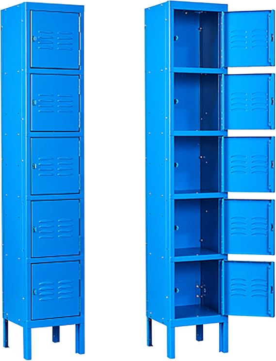 SISESOL 66" Metal Locker Storage Cabinet for Employees - Single Door Lockable Office Cabinet for School, Gym, Corridor (With Lock)