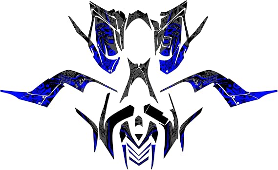 Graphics Kit for Yamaha Rap-tor 700 (2006-2012) Revolt Series Blue 16 Mil-ATV UTV Dirt bike stickers,Quad dirtbike racing decal automotive motocross accessories no plastics