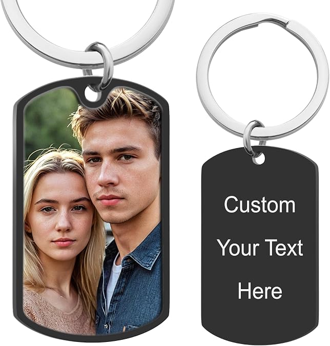 Personalized Photo Message Engraved Custom Dog Tag Pendant Keychain