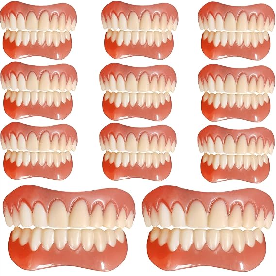 Instant Dentures Perfect Smile Reusable Detachable Silicone Cosmetic Veneer Upper and Lower Natural Shade Comfort Fit Dental Prostheses for Men and Women,11pc