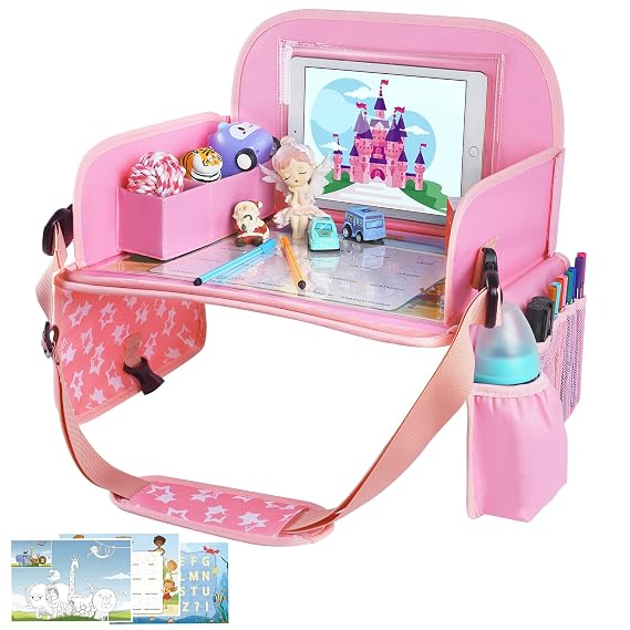 MENZOKE Kids Travel Tray for Toddler Car Seat, Road Trip Activities for Kid