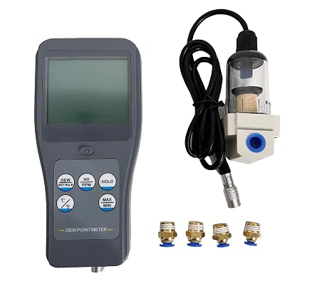 Digital Dew Point Meter with Split Sensor, Ambient Temperature, Dew Point, Wet Bulb, Relative Humidity, Absolute Humidity, PPM Measurement, Resolution 0.01