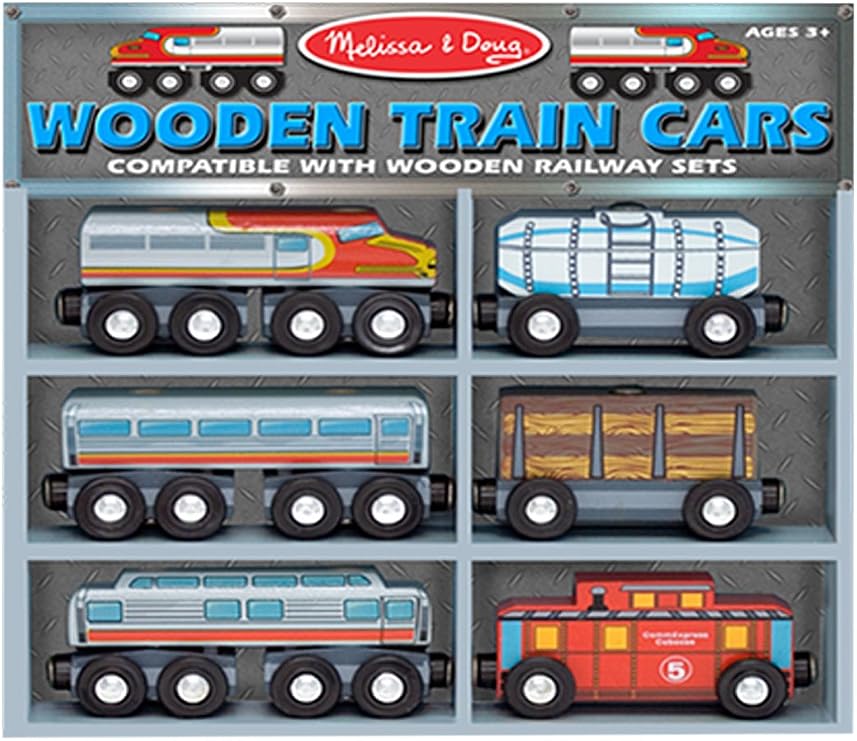 Melissa & Doug Wooden Train Cars Set