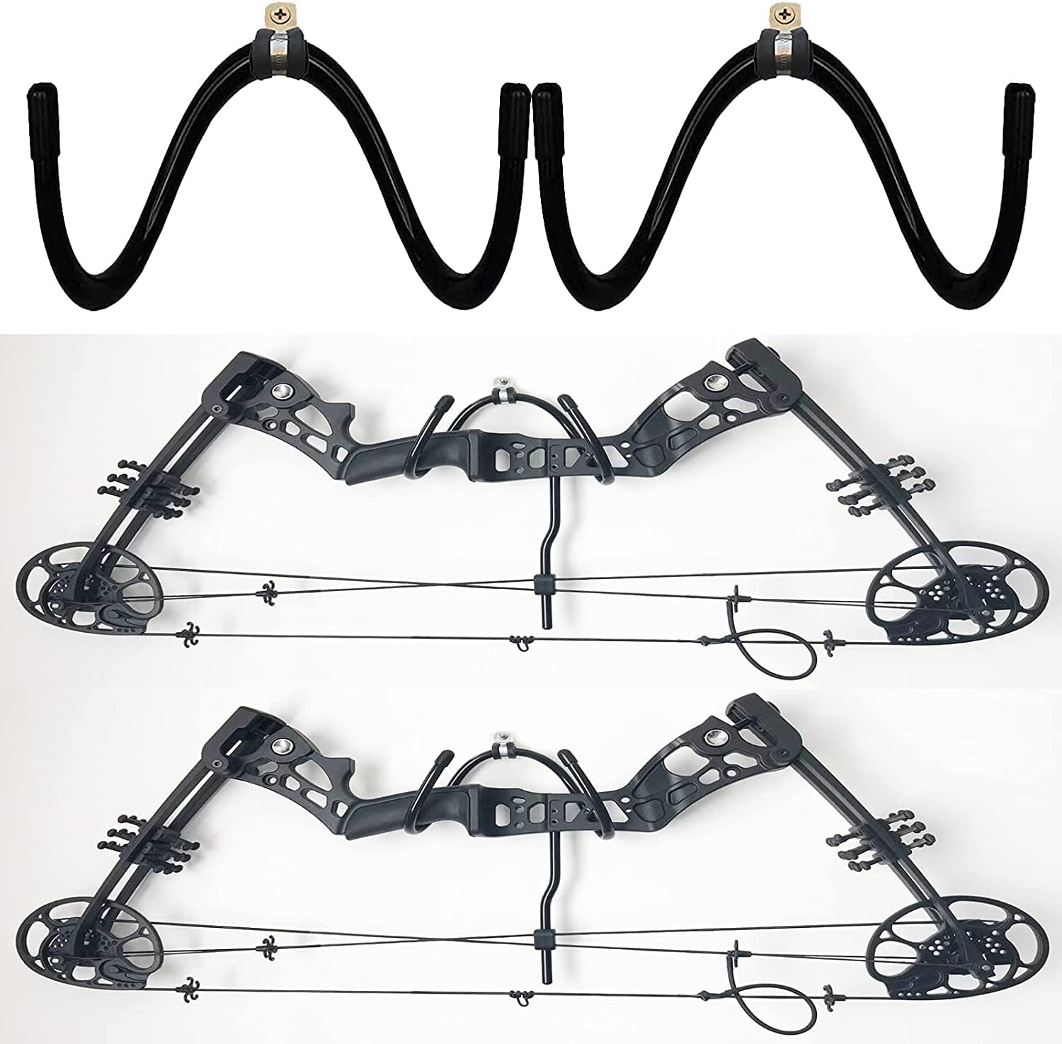 AUXPhome 2 Pack Bow Wall Storage Display Rack Bow Hanger Hooks Wall Holder Wall Mount Storage and Display Your Bow, no Scratches - Hold up to 20 Lbs - Hold 2 Bow - No Bow