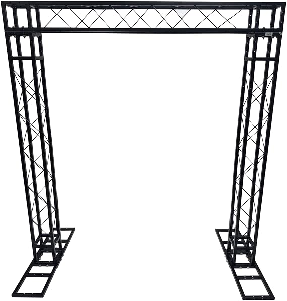Black Square Metal Arch Truss 6.6 Ft. Width 7.2 ft. Height Portable DJ Lighting System Mobile Simple Bolt Connections