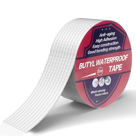 Waterproof Butyl Tape 2in X 16Ft, Aluminum Butyl Rubber Tape for RV Repair, Window Sealing & Boat Sealing, Sun Room, Glazed Tile, EPDM Rubber Roof Patching