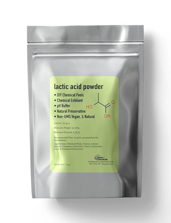 Lactic Acid Powder Lactic Acid Food and Cosmetics Grade DIY Lactic Acid Peel for Skin Moisturizing 4 Ounce (Pack of 1)
