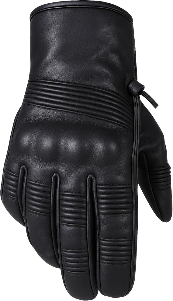 Jackets 4 Bikes Motorcycle Leather Gloves for Men Women - Touch Screen, Gel Padding, Knuckle & Palm Protection, Motorbike Cruiser Street Biker Glove Black XL
