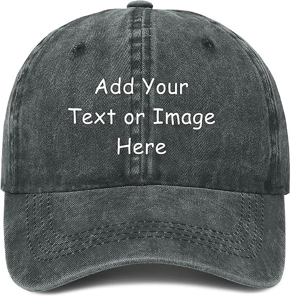 Personalised Baseball Cap Custom Trucker Caps for Men & Women, Design Your Own Mesh Cap with Logo, Text or Photo, Unisex Adjustable Hat, Black Sports, Golf, Running Cap