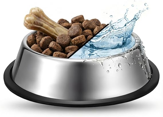 Köpekler için Paslanmaz Çelik Mama ve Su Kabı (30 cm) - Kaydırmaz Kauçuk Tabanlı - Koku Tutmaz - Yaş ve Kuru Mama İçin Uygun - Bulaşık Makinesinde Yıkanabilir - 1400 ml Kapasiteli