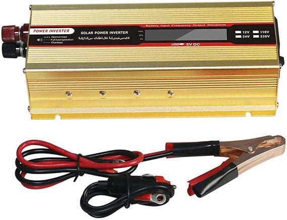 Pure Sine Wave Inverter 2000WDC 12V/24V to AC 110V 220V Voltage Converter, Camper AC and USB with Controllable Switch and LED Display