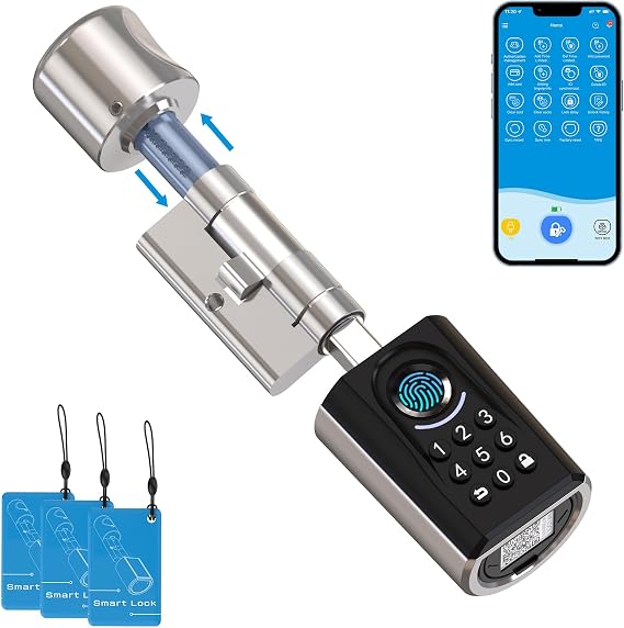 RUILON ToucA51 Fingerprint Door Lock 30/30 with 3 RFID Cards, Smart Lock