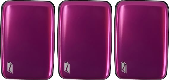 RFID Blocking Aluminum Credit Card Case (Fuchsia - 3 Pack)