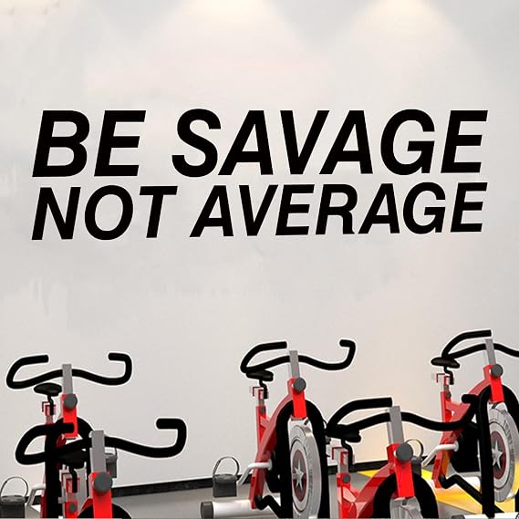 SEATUNE Gym Inspirational Wall Stickers - Sports Quotes Motivational Fitness Wall Decals - Bedroom Home Garage Vinyl Art Wall Decor - Be Savage Not Average 25""X7"", Small