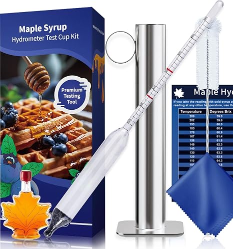 CIMALAB Maple Syrup Hydrometer Test Cup Kit, Hydrometer for Maple Syrup Making, Maple Syrup Hydrometer Kit with Baume and Brix Scale, Maple Syrup Supplies for Measuring Sugar Content in Syrup Sap