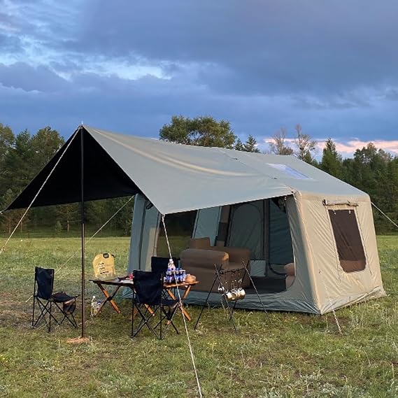 Inflatable Tent with Air Pump, 4 Season Outdoor Waterproof Tent for 3-5 Persons, Features Mesh Screen Windows and Doors, Ideal for Camping and Glamping