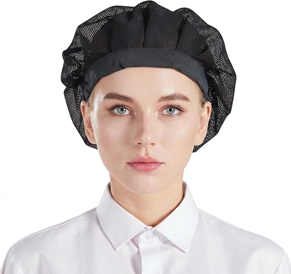 Nanxson 3pcs Chef Hat Hair Nets with Mesh for Food Service