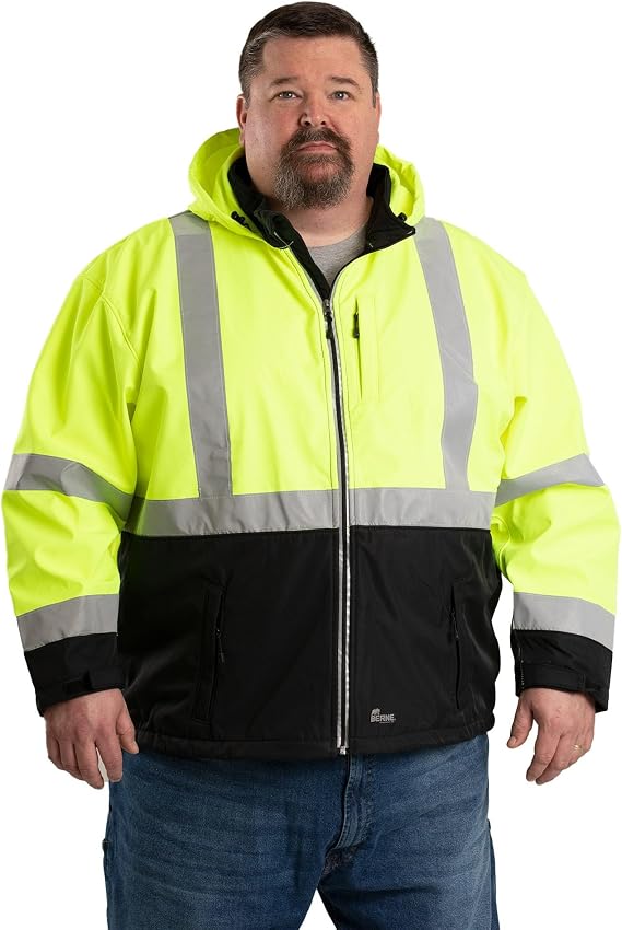 Berne Men's Hi-Vis Class 3 Hooded Softshell Jacket
