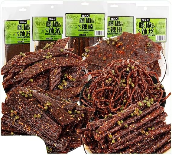Latio Spicys Stick Chinese Snacks, Latiao Spicy Strip Gift Pack(80G/Bag) Chili Pepper and Spicys Strip Combination, Vegetarian, Nostalgic Bean Curd Gluten Snacks, Casual Snack (Mixed flavors,20 bag)